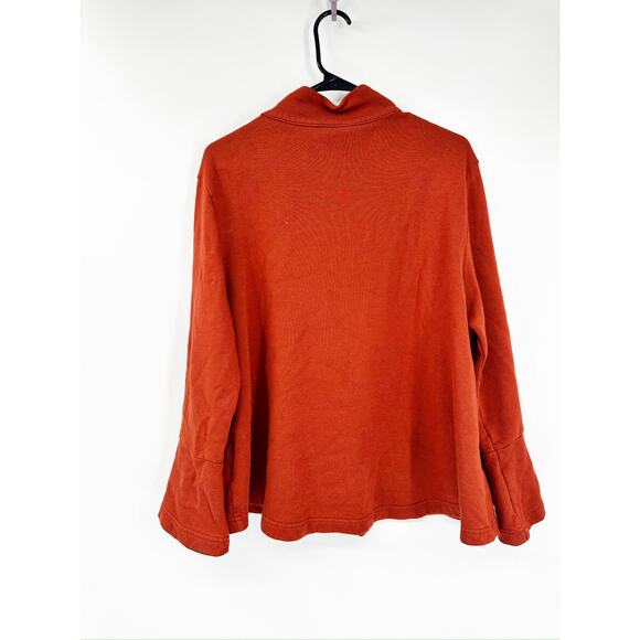 Bryn Walker Orange Button Front Bell Sleeve Collarless Bamboo Jacket Size Small - Picture 2 of 5